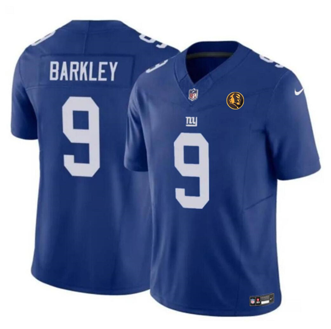 Men's New York Giants #9 Matt Barkley Blue 2023 F.U.S.E. With John Madden Patch Vapor Limited Football Stitched Jersey